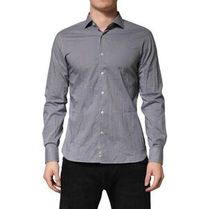 Domenico Tagliente Patterned Long Sleeves Dress Shirt Men Gray Shirts